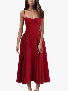 NWOT Red Midi Corset Dress Size S